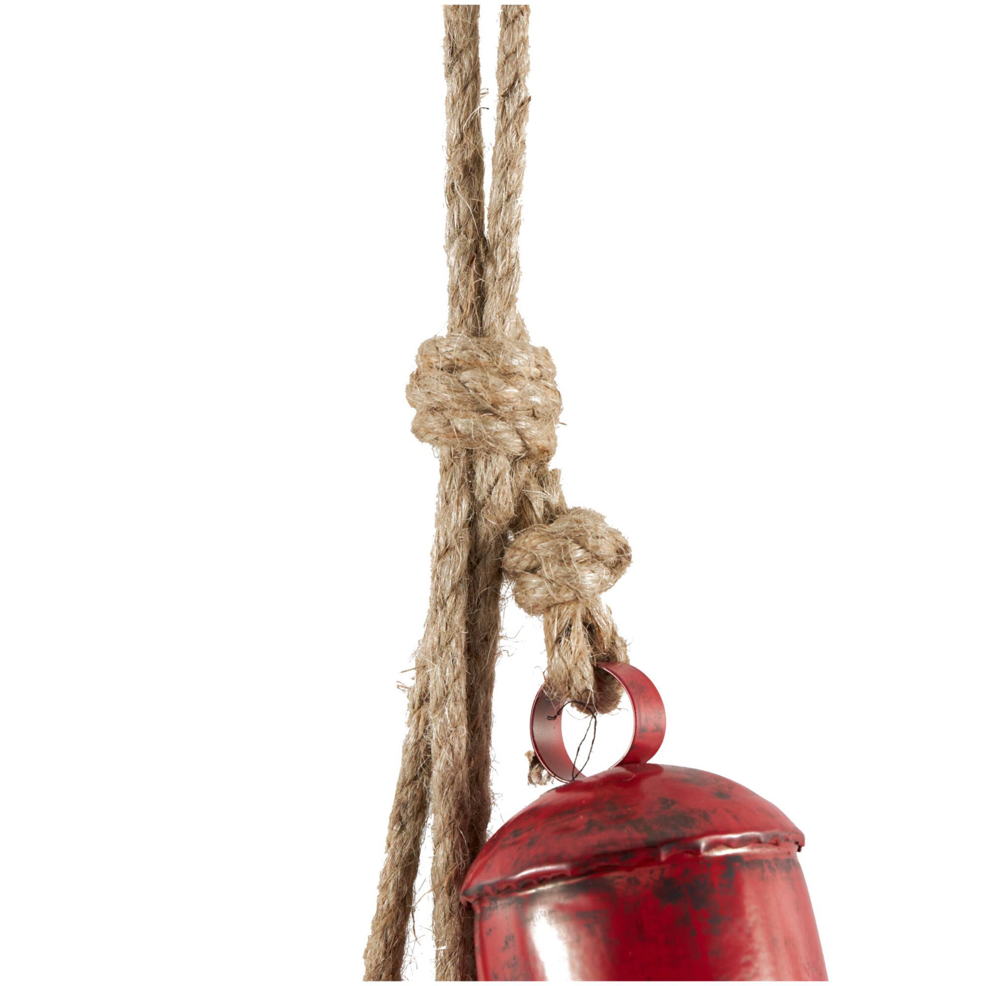 29" Metal Decorative Bell Cluster with Jute Hanging Rope
